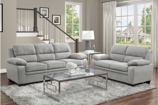 9333GY Seating-Holleman Collection 2pc Set: Sofa, Love