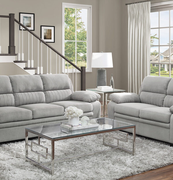 9333GY Seating-Holleman Collection 2pc Set: Sofa, Love