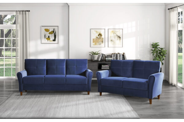 9348BUE Seating-Dunleith Collection 2pc Set: Sofa, Love