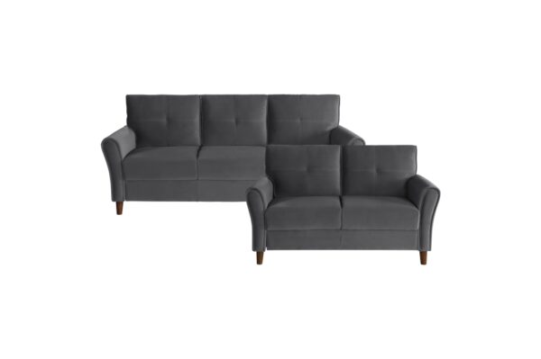 9348GRY Seating-Dunleith Collection 2pc Set: Sofa, Love