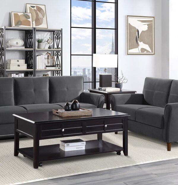 9348GRY Seating-Dunleith Collection 2pc Set: Sofa, Love
