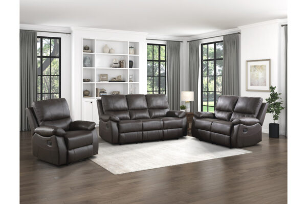9368BRW Seating-Dawson Collection 2pc Set: Sofa, Love