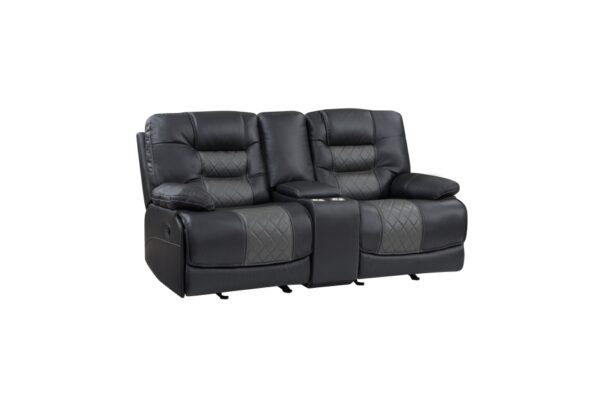9388GRY Seating-Fabian Collection 2pc Set: Sofa, Love