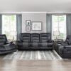 9388GRY Seating-Fabian Collection 2pc Set: Sofa, Love