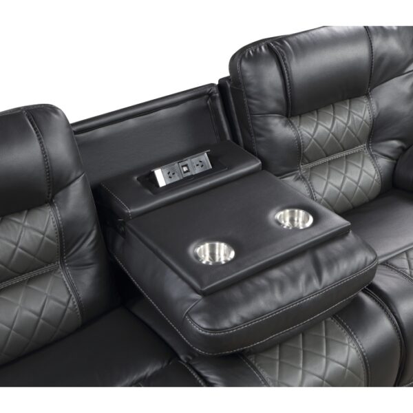 9388GRY-3 Double Reclining Sofa with C...