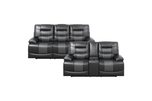 9388GRY Seating-Fabian Collection 2pc Set: Sofa, Love