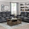 9388GRY Seating-Fabian Collection 2pc Set: Sofa, Love