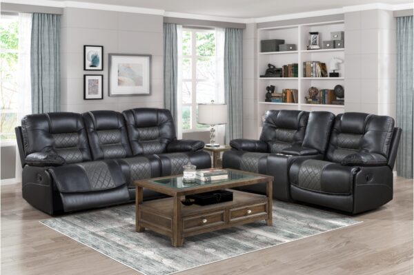 9388GRY Seating-Fabian Collection 2pc Set: Sofa, Love