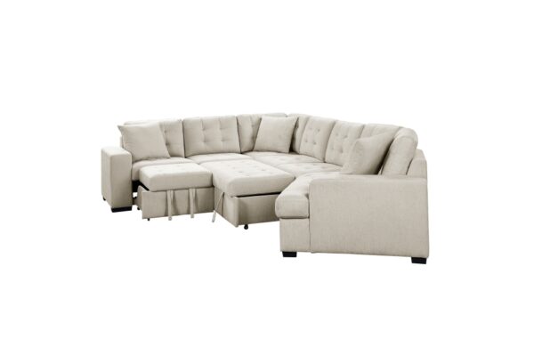 9401BEG Seating-Logansport Collection 4-Piece Sectional with Pull-...