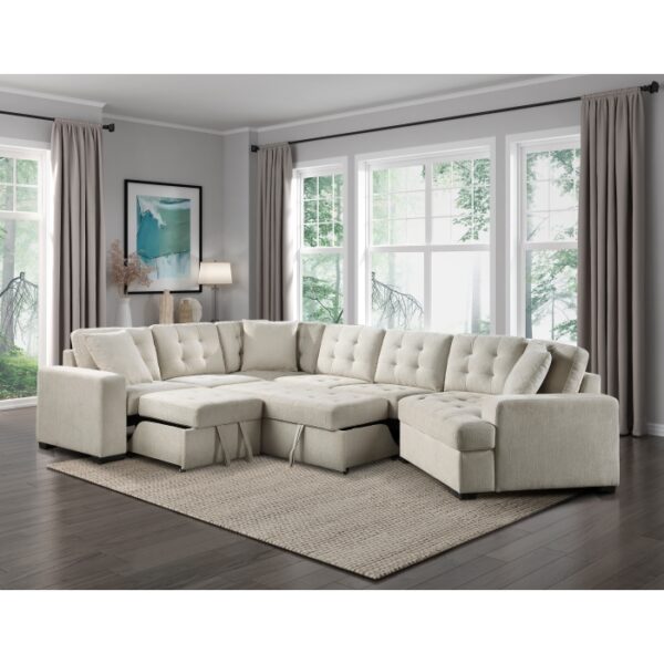 9401BEG*42LRU 4-Piece Sectional with Pull-...