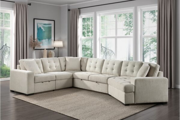 9401BEG Seating-Logansport Collection 4-Piece Sectional with Pull-...
