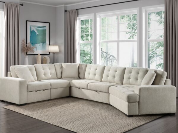 9401BEG Seating-Logansport Collection 4-Piece Sectional with Pull-...