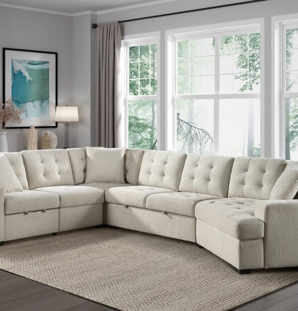 9401BEG Seating-Logansport Collection 4-Piece Sectional with Pull-...