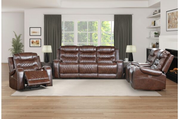 9405BR-PW Seating-Putnam Collection 2pc Set: Sofa, Love (Power)