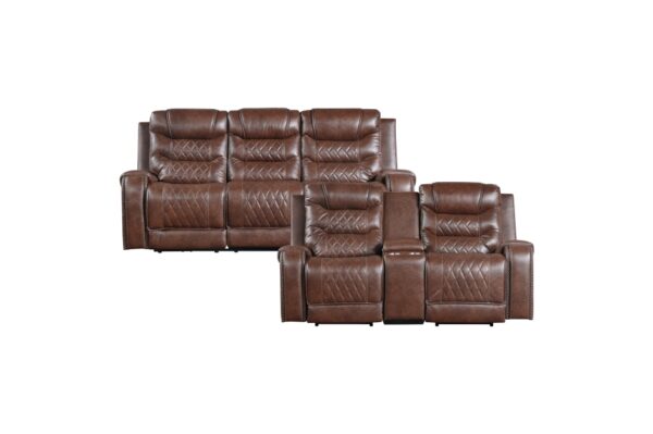 9405BR-PW Seating-Putnam Collection 2pc Set: Sofa, Love (Power)