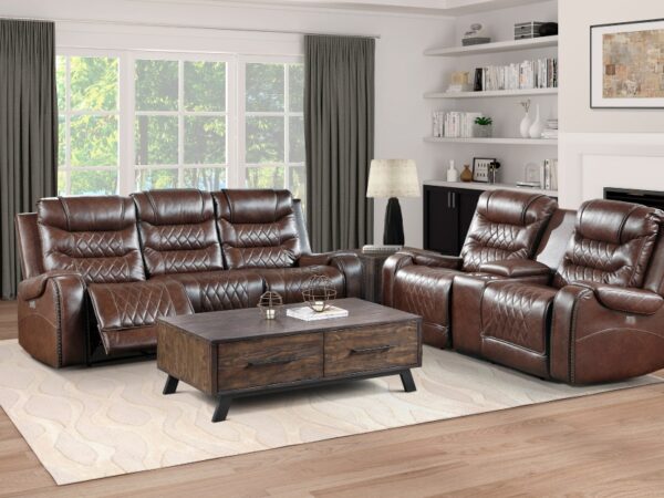 9405BR-PW Seating-Putnam Collection 2pc Set: Sofa, Love (Power)