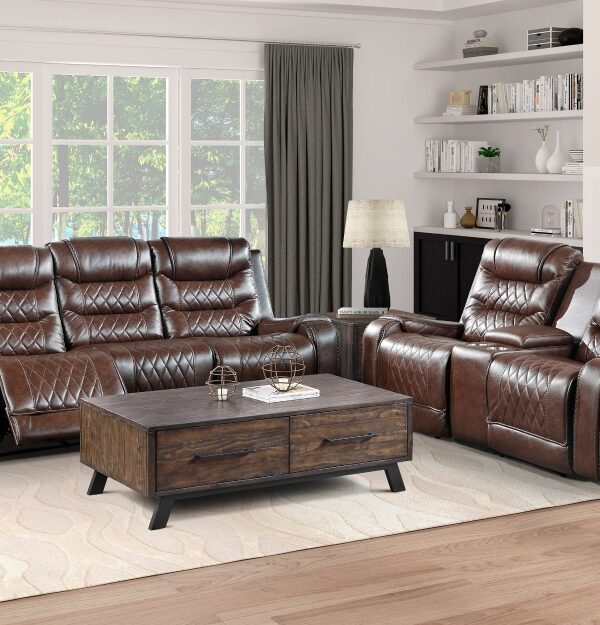 9405BR-PW Seating-Putnam Collection 2pc Set: Sofa, Love (Power)