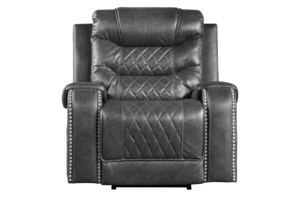 9405GY-PW Seating-Putnam Collection 2pc Set: Sofa, Love (Power)