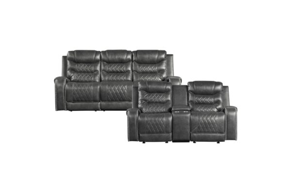 9405GY Seating-Putnam Collection 2pc Set: Sofa, Love