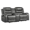 9405GY-PW Seating-Putnam Collection 2pc Set: Sofa, Love (Power)