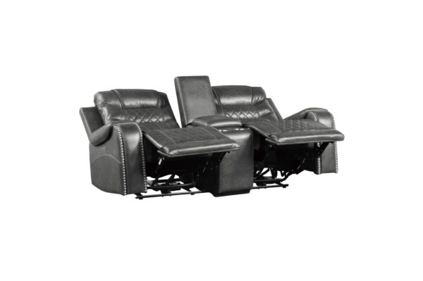 9405GY-PW Seating-Putnam Collection 2pc Set: Sofa, Love (Power)