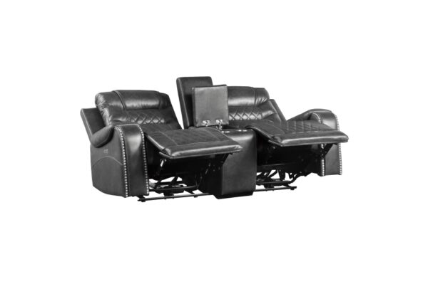 9405GY-PW Seating-Putnam Collection 2pc Set: Sofa, Love (Power)