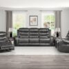 9405GY-PW Seating-Putnam Collection 2pc Set: Sofa, Love (Power)