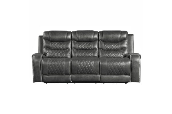 9405GY-PW Seating-Putnam Collection 2pc Set: Sofa, Love (Power)