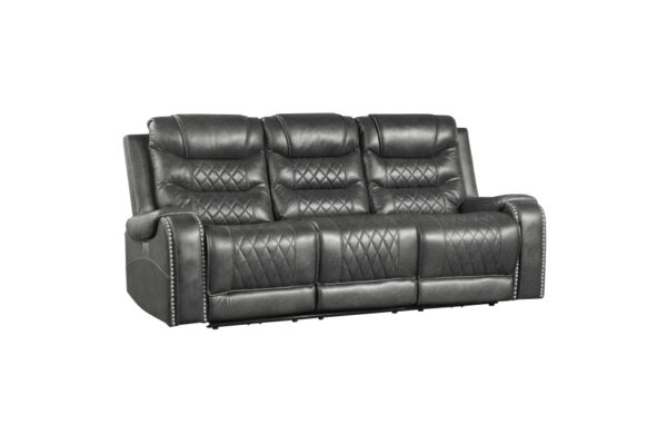 9405GY-PW Seating-Putnam Collection 2pc Set: Sofa, Love (Power)