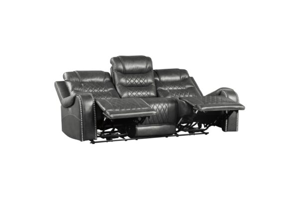 9405GY-PW Seating-Putnam Collection 2pc Set: Sofa, Love (Power)