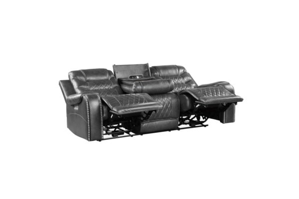 9405GY-PW Seating-Putnam Collection 2pc Set: Sofa, Love (Power)