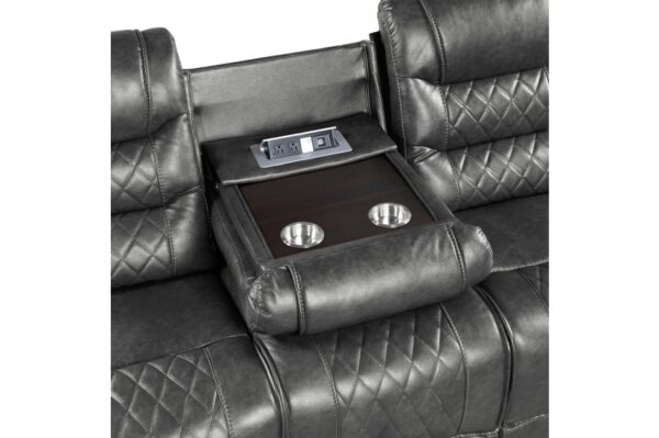 9405GY-PW Seating-Putnam Collection 2pc Set: Sofa, Love (Power)