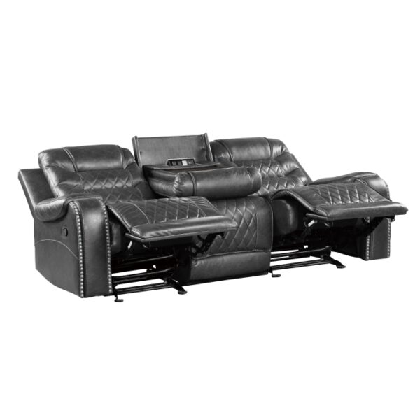 9405GY-3 Double Reclining Sofa with C...