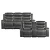 9405GY-PW Seating-Putnam Collection 2pc Set: Sofa, Love (Power)