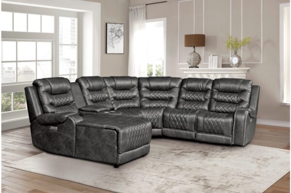 9405GY-SC Seating-Putnam Collection 6-Piece Modular Power Reclin...