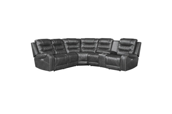9405GY-SC Seating-Putnam Collection 6-Piece Modular Power Reclin...
