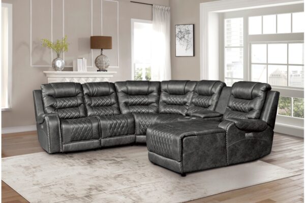 9405GY-SC Seating-Putnam Collection 6-Piece Modular Power Reclin...