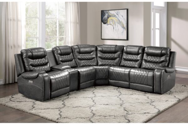 9405GY-SC Seating-Putnam Collection 6-Piece Modular Power Reclin...