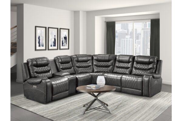 9405GY-SC Seating-Putnam Collection 6-Piece Modular Power Reclin...