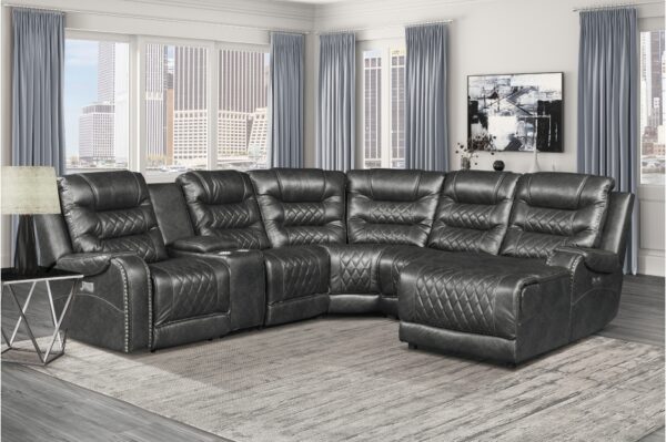 9405GY-SC Seating-Putnam Collection 6-Piece Modular Power Reclin...
