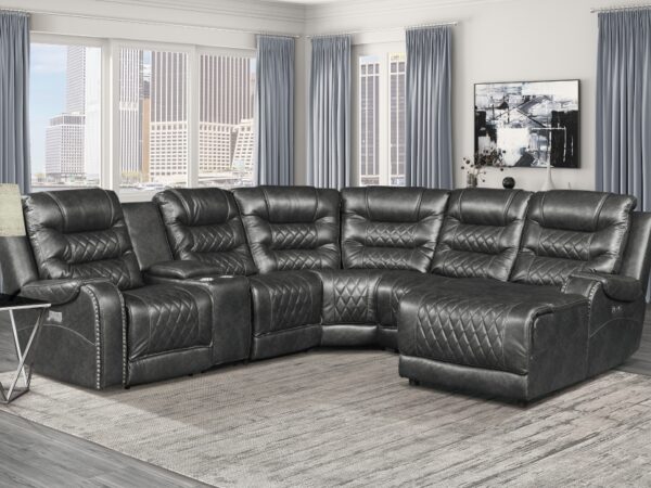 9405GY-SC Seating-Putnam Collection 6-Piece Modular Power Reclin...