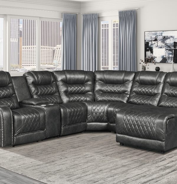 9405GY-SC Seating-Putnam Collection 6-Piece Modular Power Reclin...
