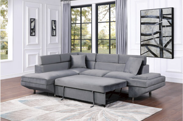 9412GY Seating-Cruz Collection 2-Piece Sectional with Adjus...