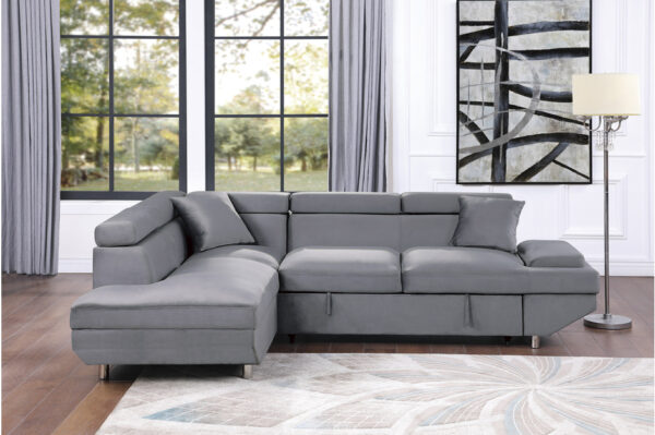 9412GY Seating-Cruz Collection 2-Piece Sectional with Adjus...