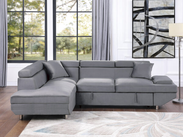 9412GY Seating-Cruz Collection 2-Piece Sectional with Adjus...