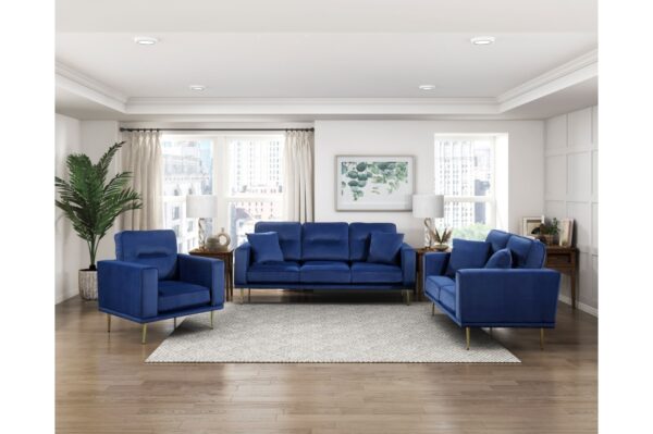 9417BUE Seating-Violetta Collection 2pc Set: Sofa, Love