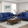 9417BUE Seating-Violetta Collection 2pc Set: Sofa, Love