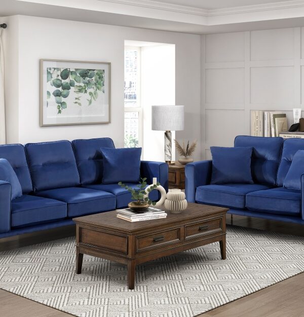 9417BUE Seating-Violetta Collection 2pc Set: Sofa, Love