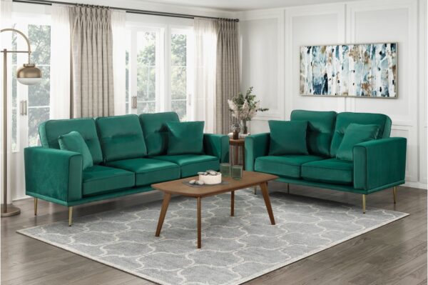 9417GRN Seating-Violetta Collection 2pc Set: Sofa, Love