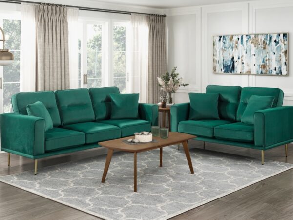 9417GRN Seating-Violetta Collection 2pc Set: Sofa, Love